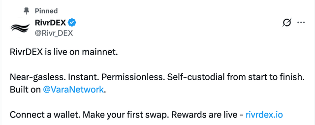 RivrDEX is live on mainnet.